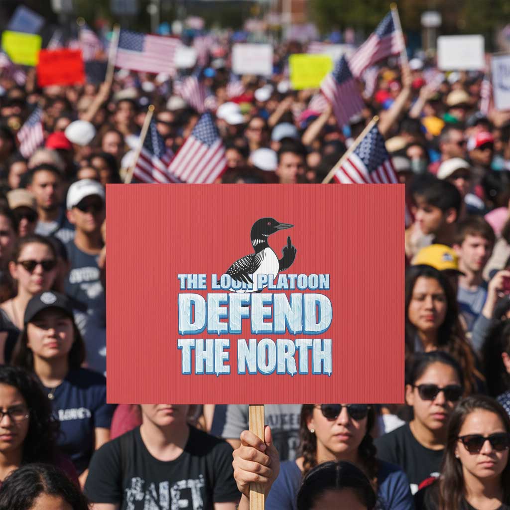 The Loon Platoon Defend The North Protest Sign MN State Bird Loon Resistance TS12 Horizontal 18