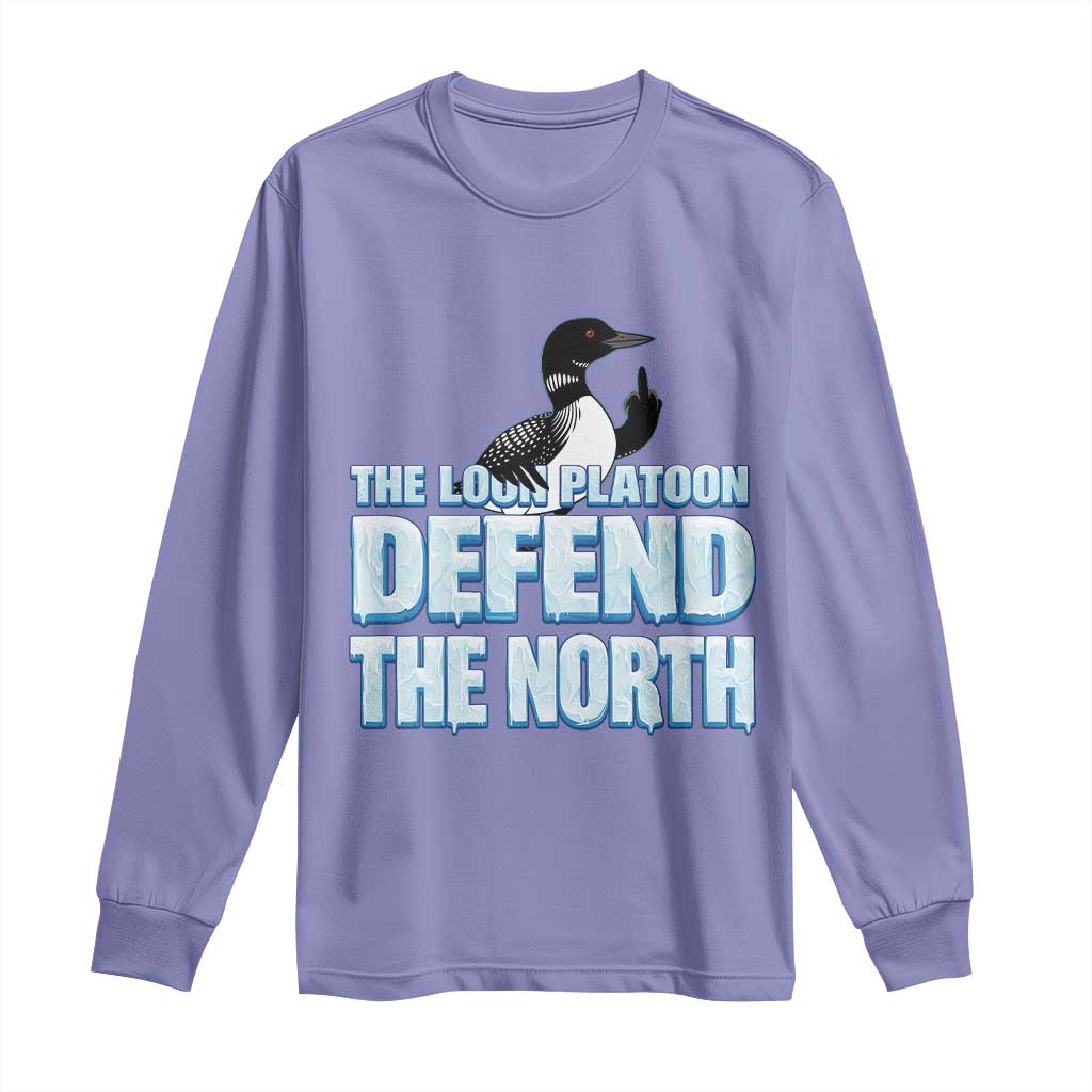 The Loon Platoon Defend The North Long Sleeve Shirt MN State Bird Loon Resistance TS12 Violet Print Your Wear