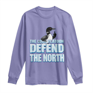 The Loon Platoon Defend The North Long Sleeve Shirt MN State Bird Loon Resistance TS12 Violet Print Your Wear