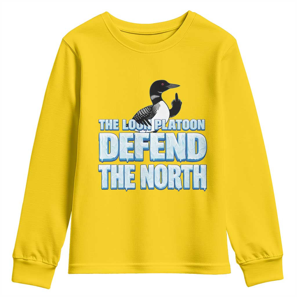 The Loon Platoon Defend The North Youth Sweatshirt MN State Bird Loon Resistance TS12 Daisy Print Your Wear