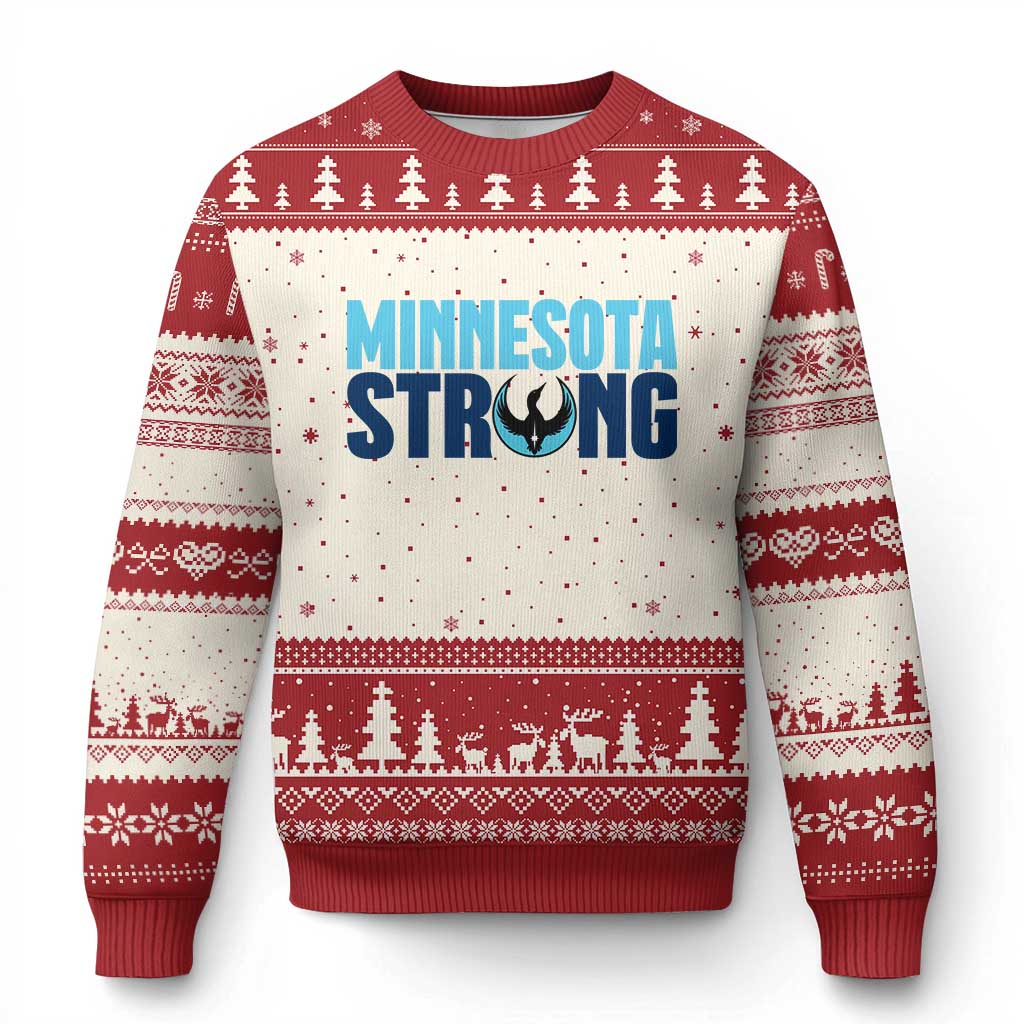 MN State Bird Loon Ugly Christmas Sweater Minnesota Strong Pride TS12 Beige Red Print Your Wear