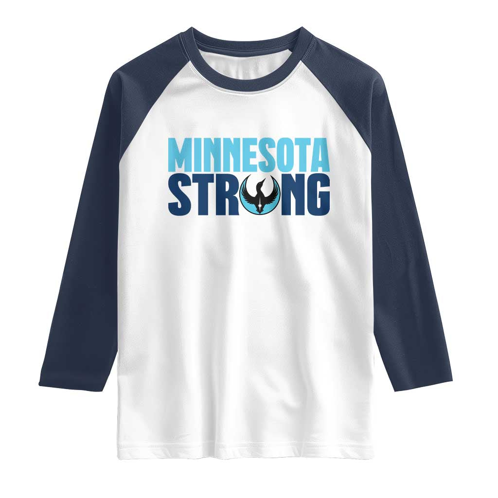 MN State Bird Loon Raglan Shirt Minnesota Strong Pride TS12 White Navy Print Your Wear