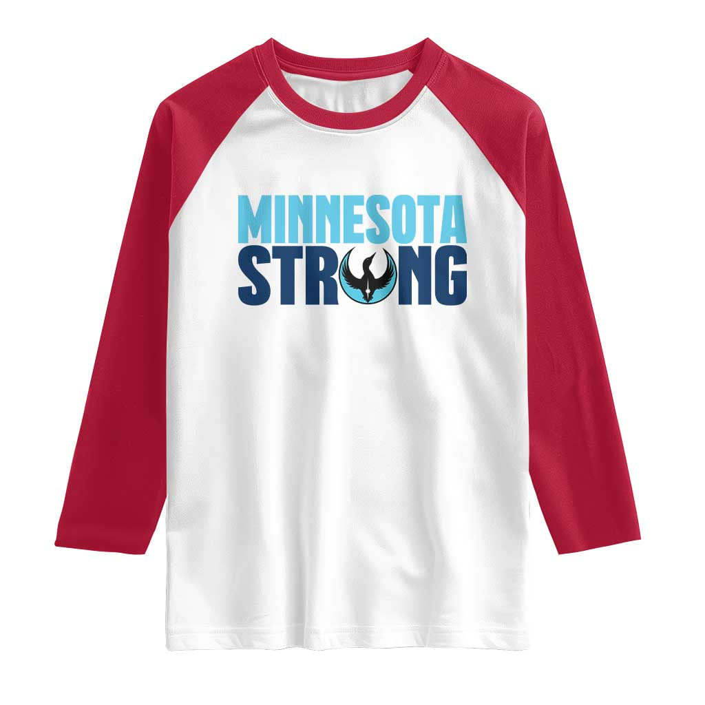 MN State Bird Loon Raglan Shirt Minnesota Strong Pride TS12 White Red Print Your Wear