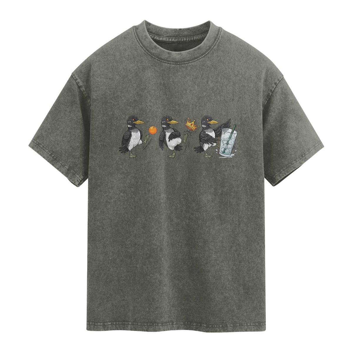 Funny No Kings MN Rebel Loon Washed Cotton T-Shirt Minnesota State Pride