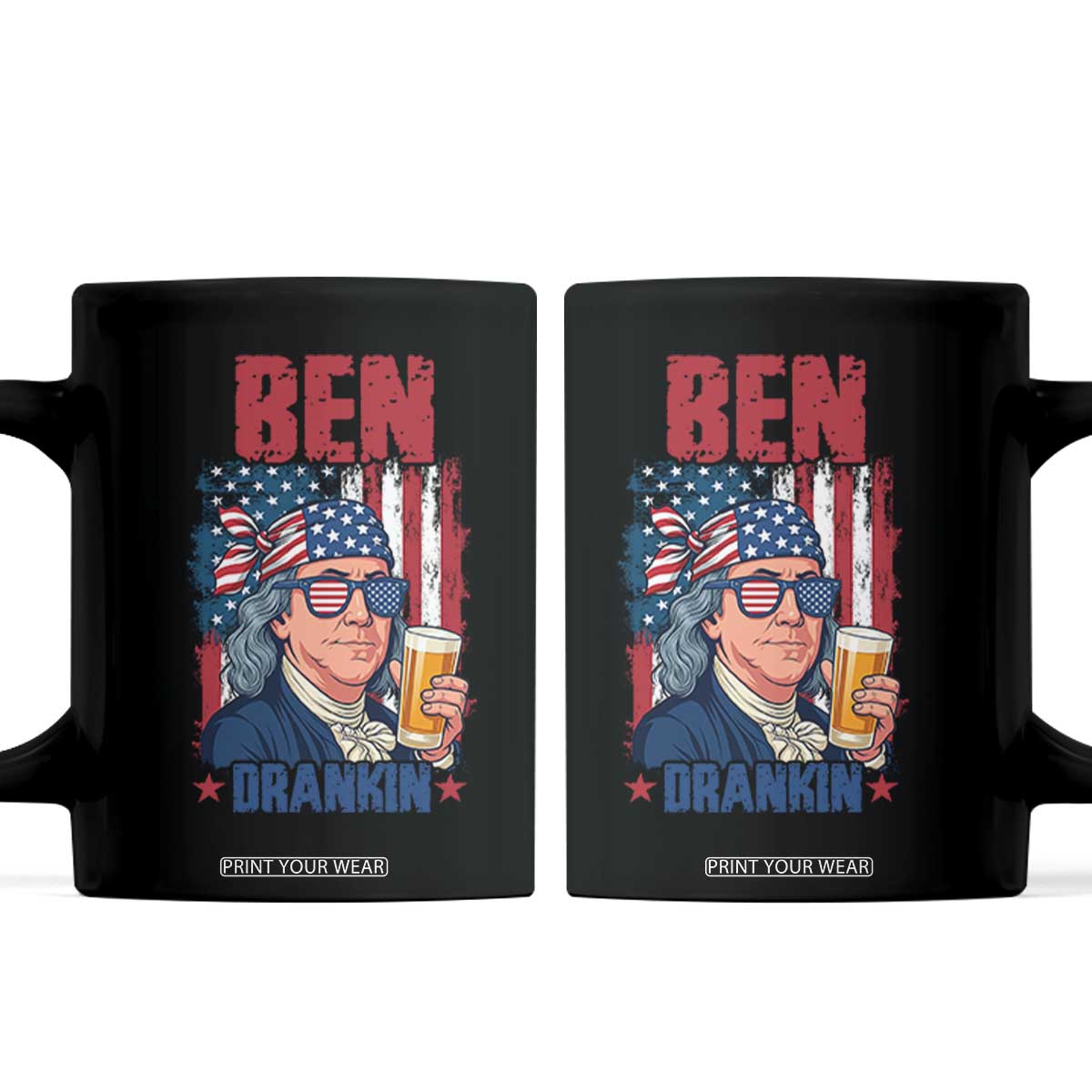 Benjamin Franklin Coffee Mug Funny Ben Drankin American History TS12 Black Print Your Wear