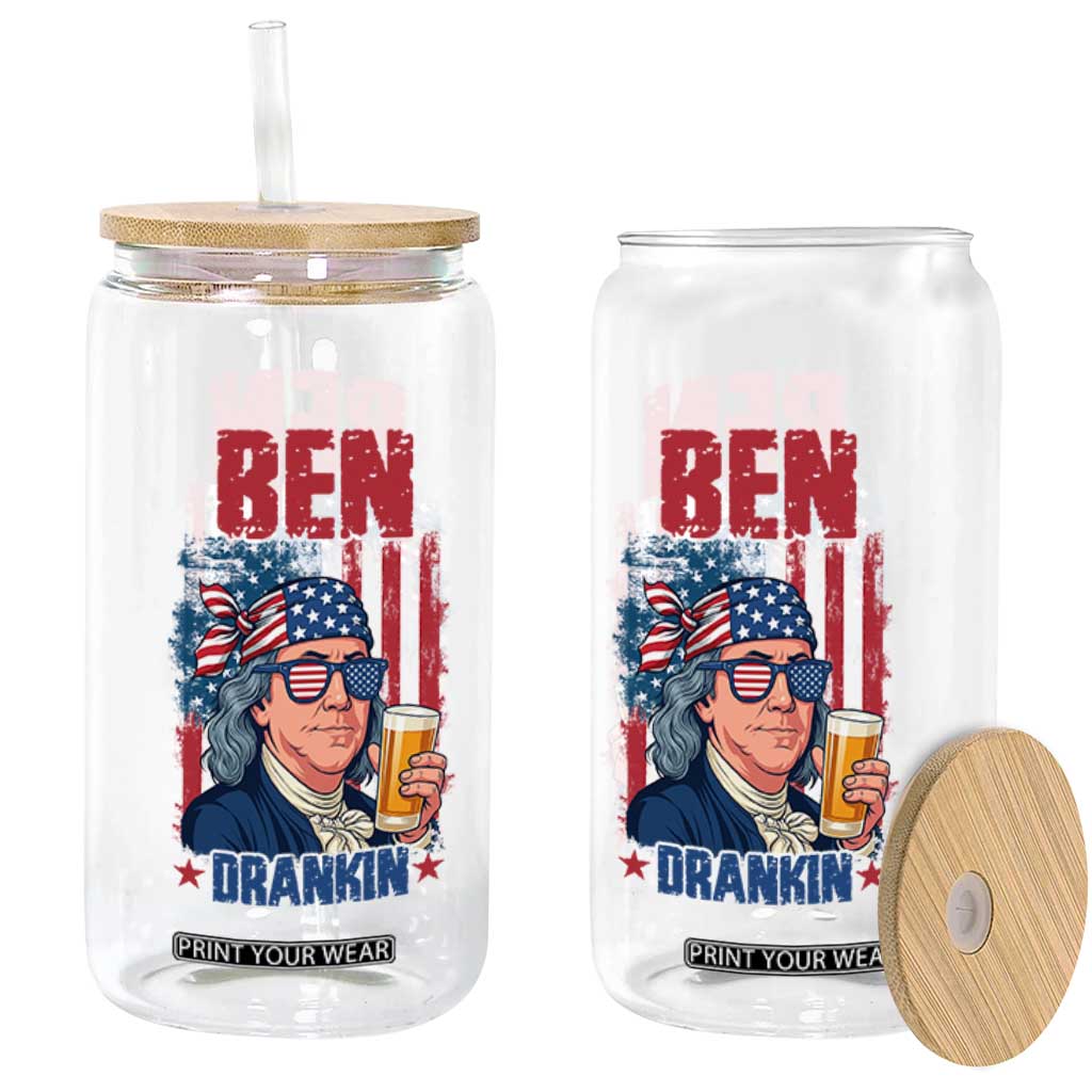 Benjamin Franklin Glass Can Funny Ben Drankin American History TS12 Print Your Wear