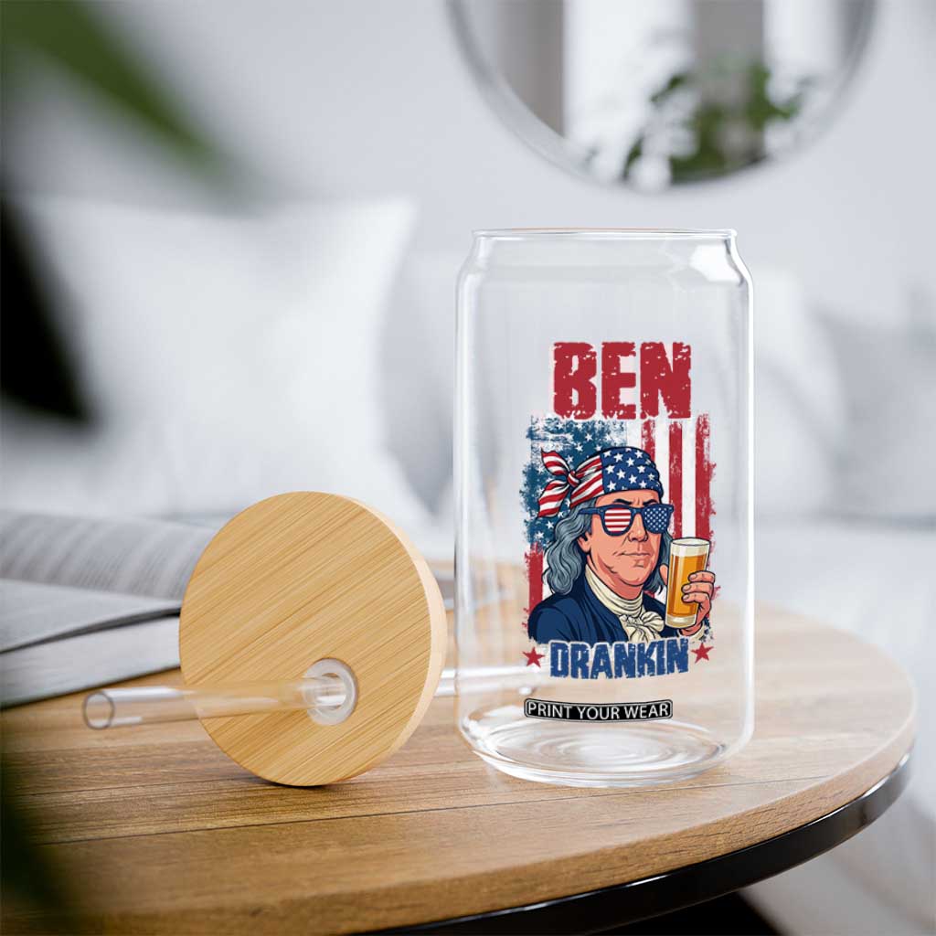Benjamin Franklin Glass Can Funny Ben Drankin American History TS12 Print Your Wear