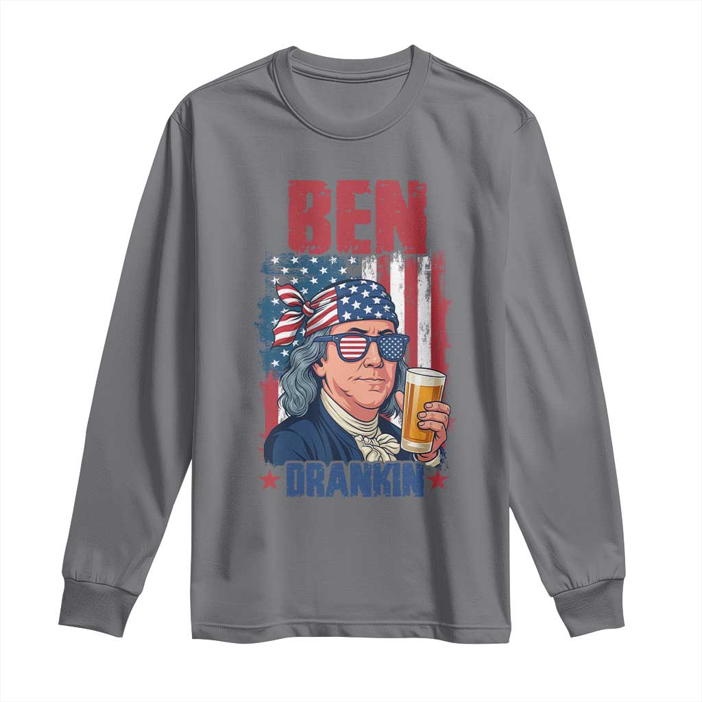 Benjamin Franklin Long Sleeve Shirt Funny Ben Drankin American History TS12 Charcoal Print Your Wear