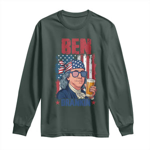 Benjamin Franklin Long Sleeve Shirt Funny Ben Drankin American History TS12 Dark Forest Green Print Your Wear