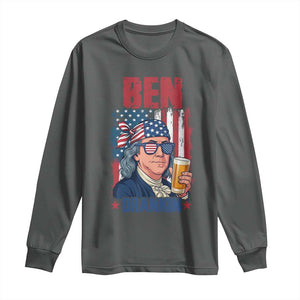 Benjamin Franklin Long Sleeve Shirt Funny Ben Drankin American History TS12 Dark Heather Print Your Wear