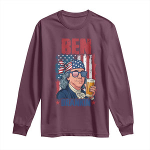 Benjamin Franklin Long Sleeve Shirt Funny Ben Drankin American History TS12 Maroon Print Your Wear