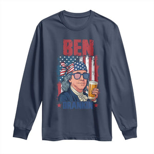 Benjamin Franklin Long Sleeve Shirt Funny Ben Drankin American History TS12 Navy Print Your Wear