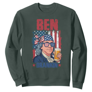 Benjamin Franklin Sweatshirt Funny Ben Drankin American History TS12 Dark Forest Green Print Your Wear