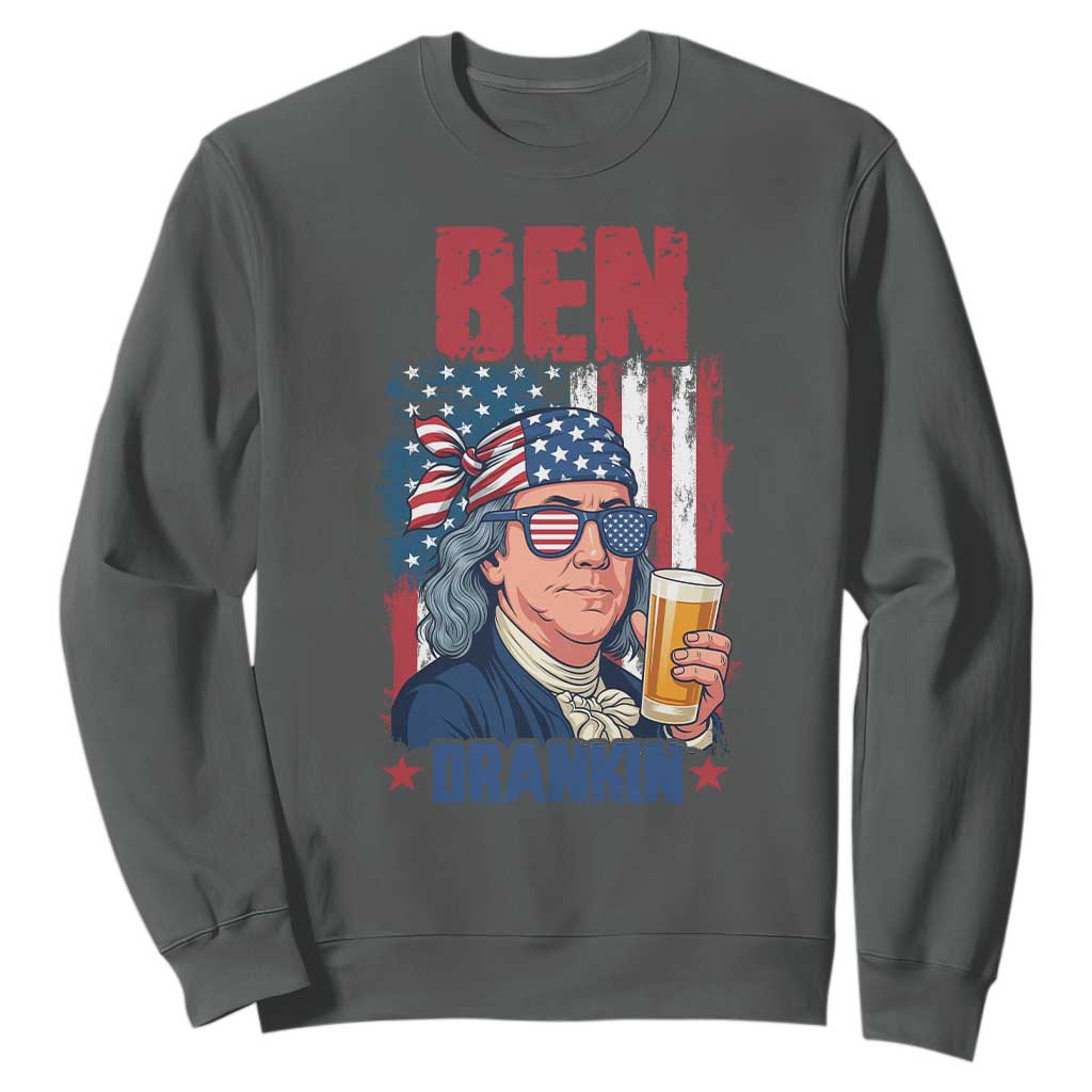 Benjamin Franklin Sweatshirt Funny Ben Drankin American History TS12 Dark Heather Print Your Wear