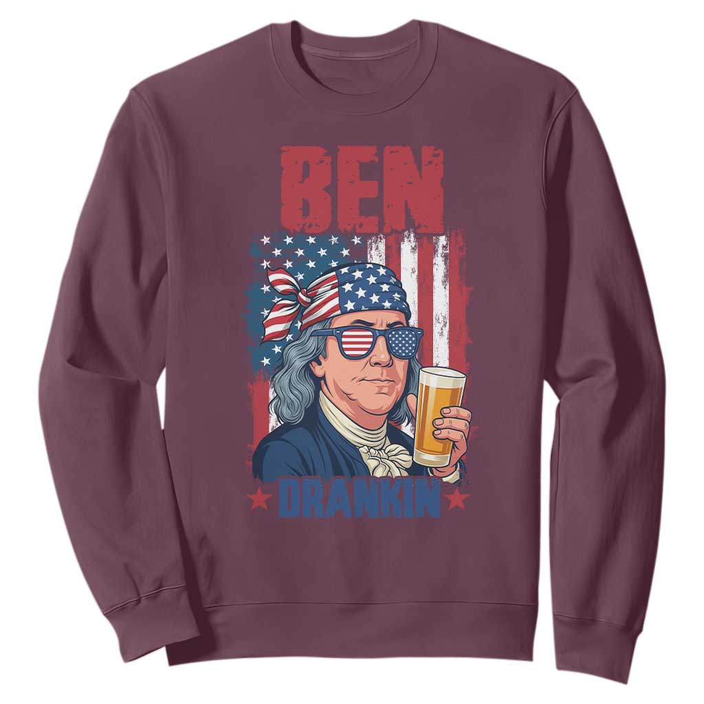 Benjamin Franklin Sweatshirt Funny Ben Drankin American History TS12 Maroon Print Your Wear