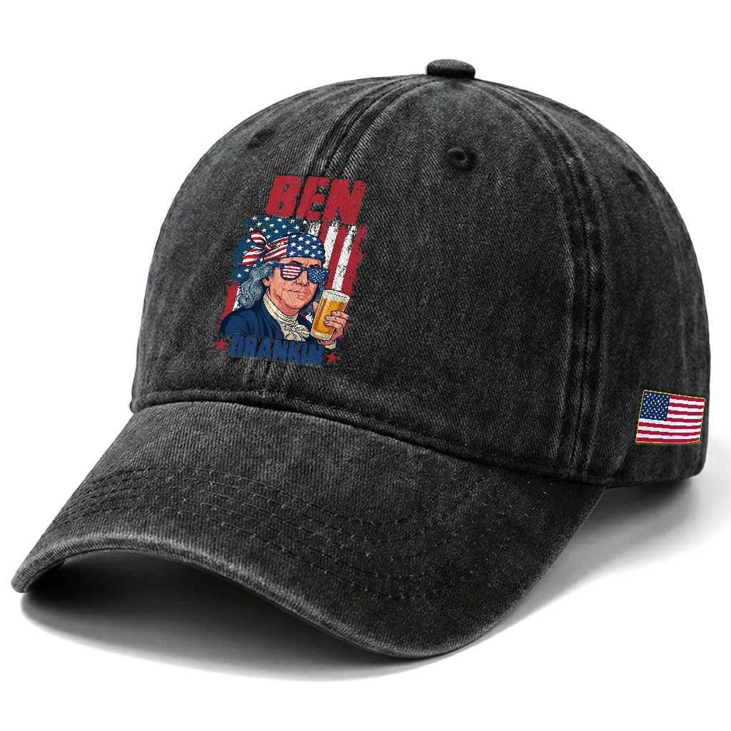 Benjamin Franklin Washed Cotton Baseball Cap Funny Ben Drankin American History TS12 Print Your Wear