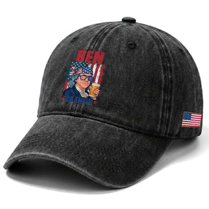 Benjamin Franklin Washed Cotton Baseball Cap Funny Ben Drankin American History TS12 Print Your Wear