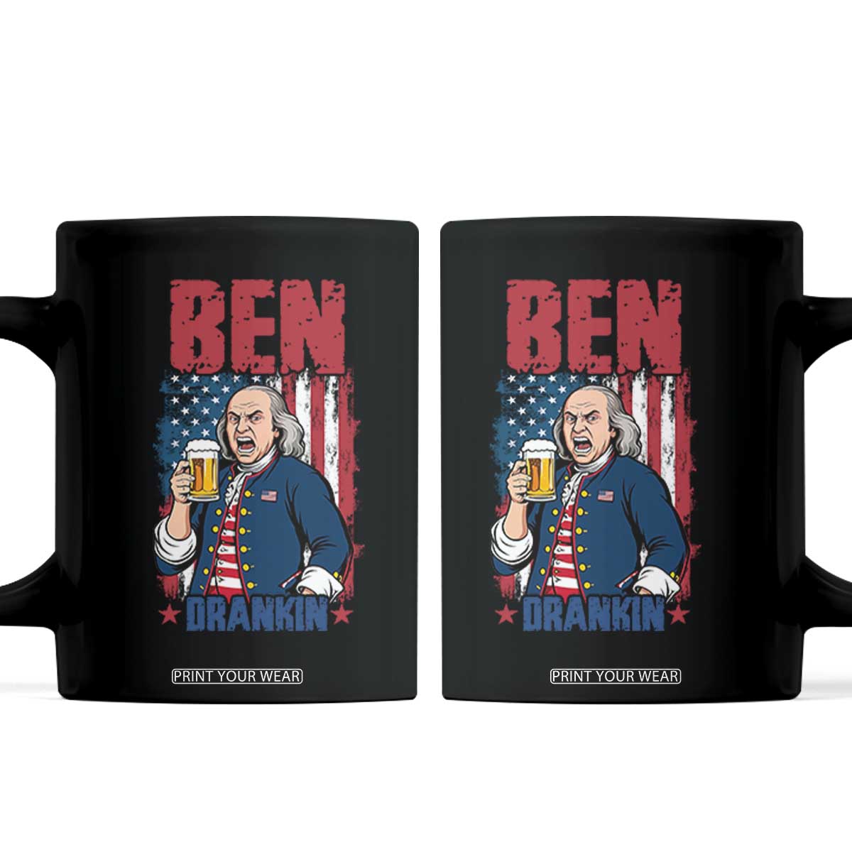 Benjamin Franklin Coffee Mug Funny Patriotic Founding Father TS12 Black Print Your Wear