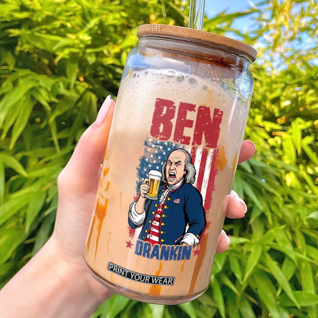 Benjamin Franklin Glass Can Funny Patriotic Founding Father TS12 Black Print Your Wear