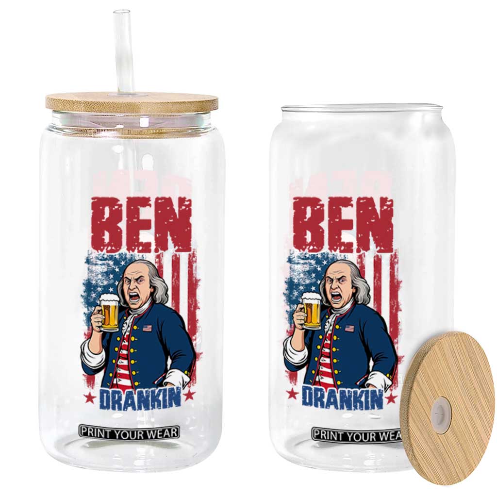 Benjamin Franklin Glass Can Funny Patriotic Founding Father TS12 Print Your Wear