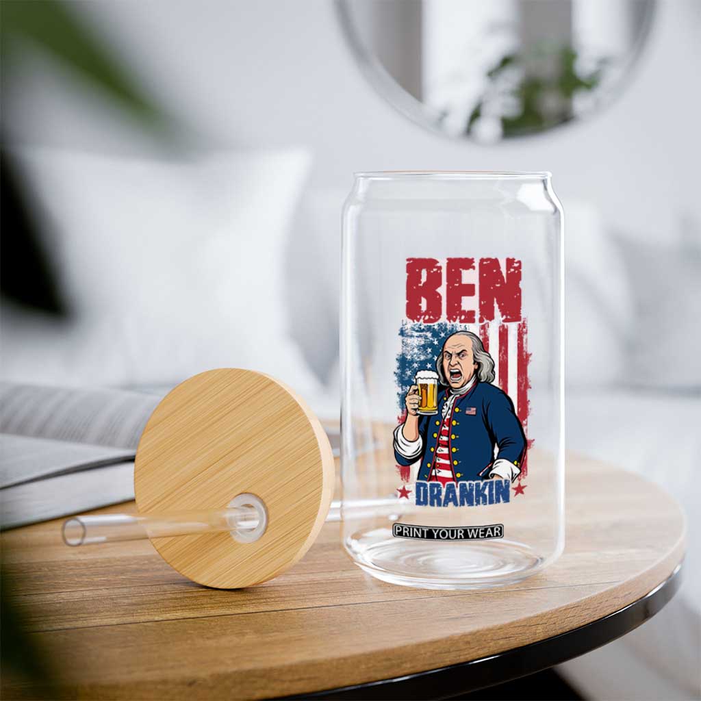 Benjamin Franklin Glass Can Funny Patriotic Founding Father TS12 Print Your Wear