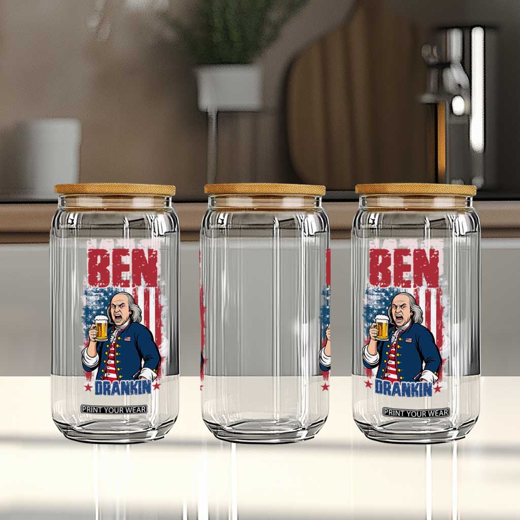 Benjamin Franklin Glass Can Funny Patriotic Founding Father TS12 Print Your Wear