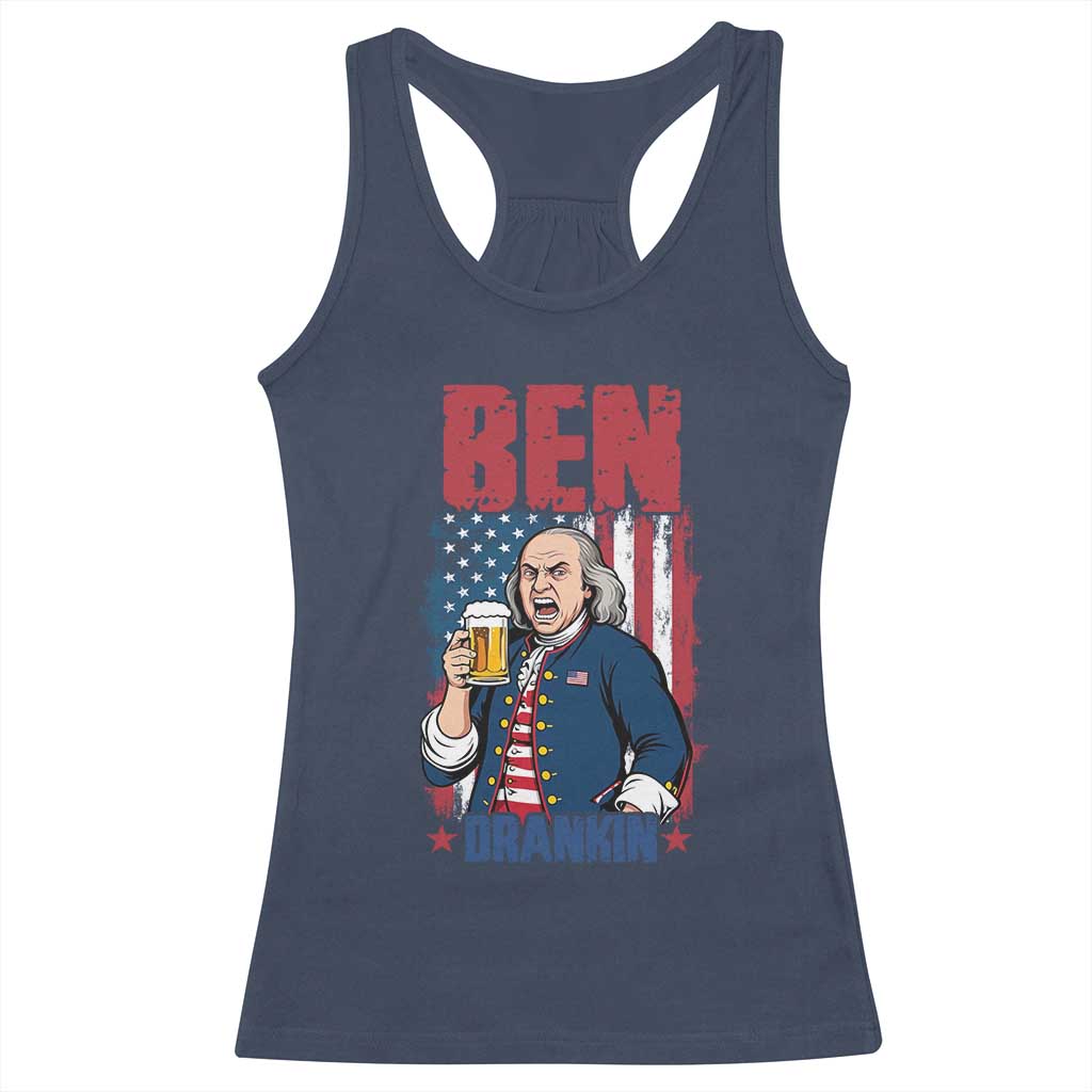 Benjamin Franklin Racerback Tank Top Funny Patriotic Founding Father TS12 Navy Print Your Wear