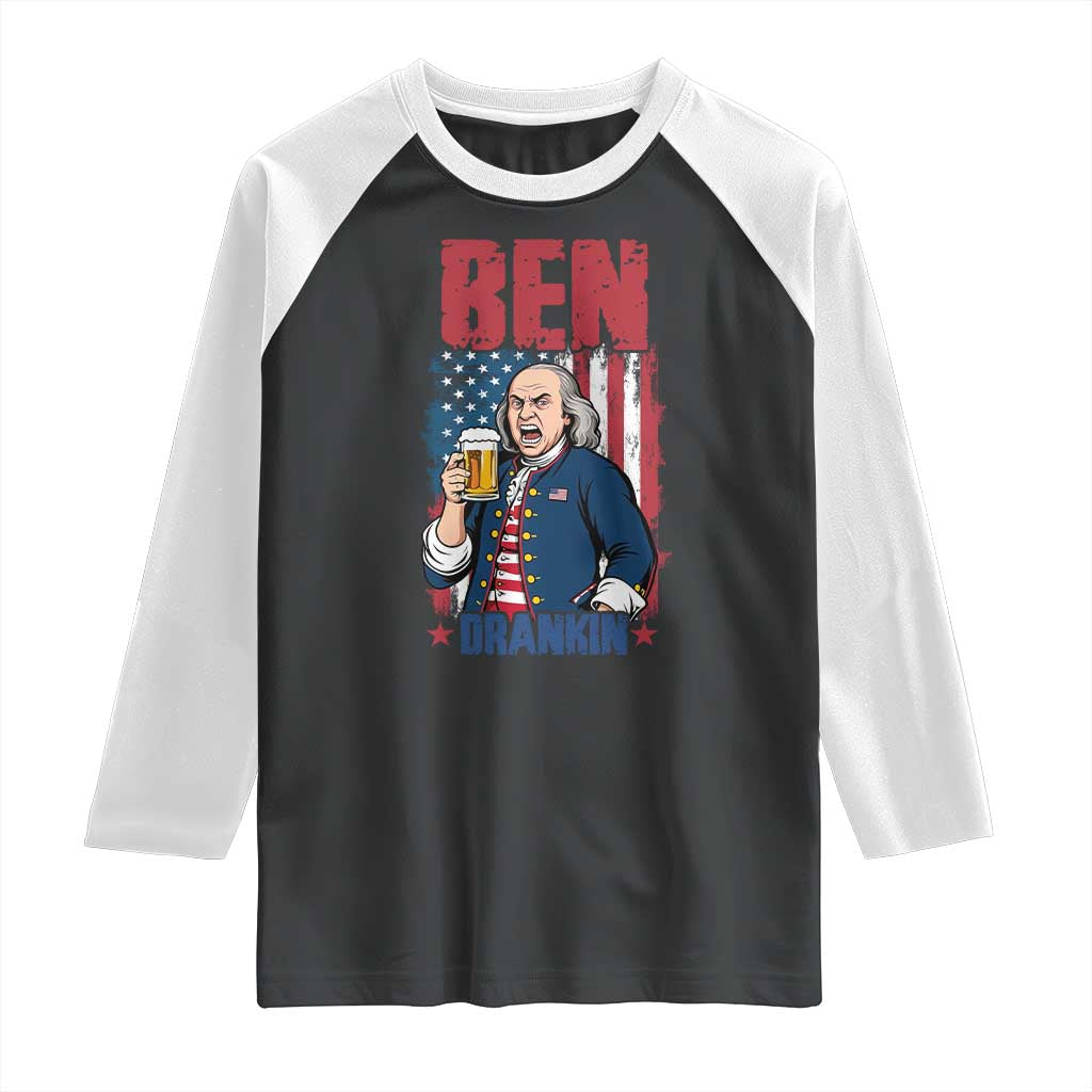 Benjamin Franklin Raglan Shirt Funny Patriotic Founding Father TS12 Black White Print Your Wear