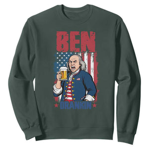Benjamin Franklin Sweatshirt Funny Patriotic Founding Father TS12 Dark Forest Green Print Your Wear