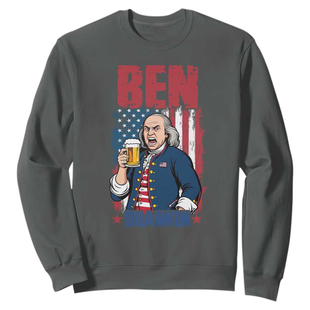 Benjamin Franklin Sweatshirt Funny Patriotic Founding Father TS12 Dark Heather Print Your Wear