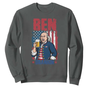 Benjamin Franklin Sweatshirt Funny Patriotic Founding Father TS12 Dark Heather Print Your Wear