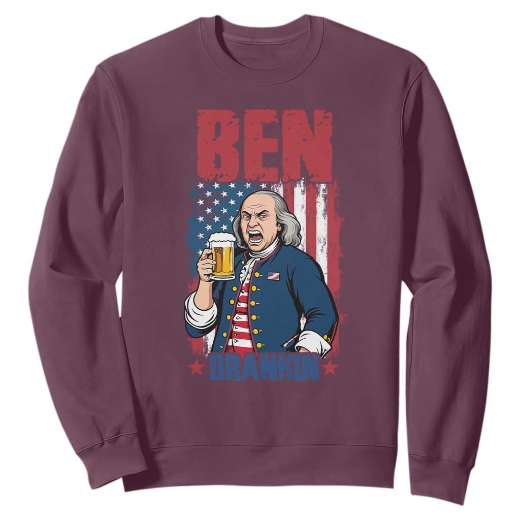 Benjamin Franklin Sweatshirt Funny Patriotic Founding Father TS12 Maroon Print Your Wear