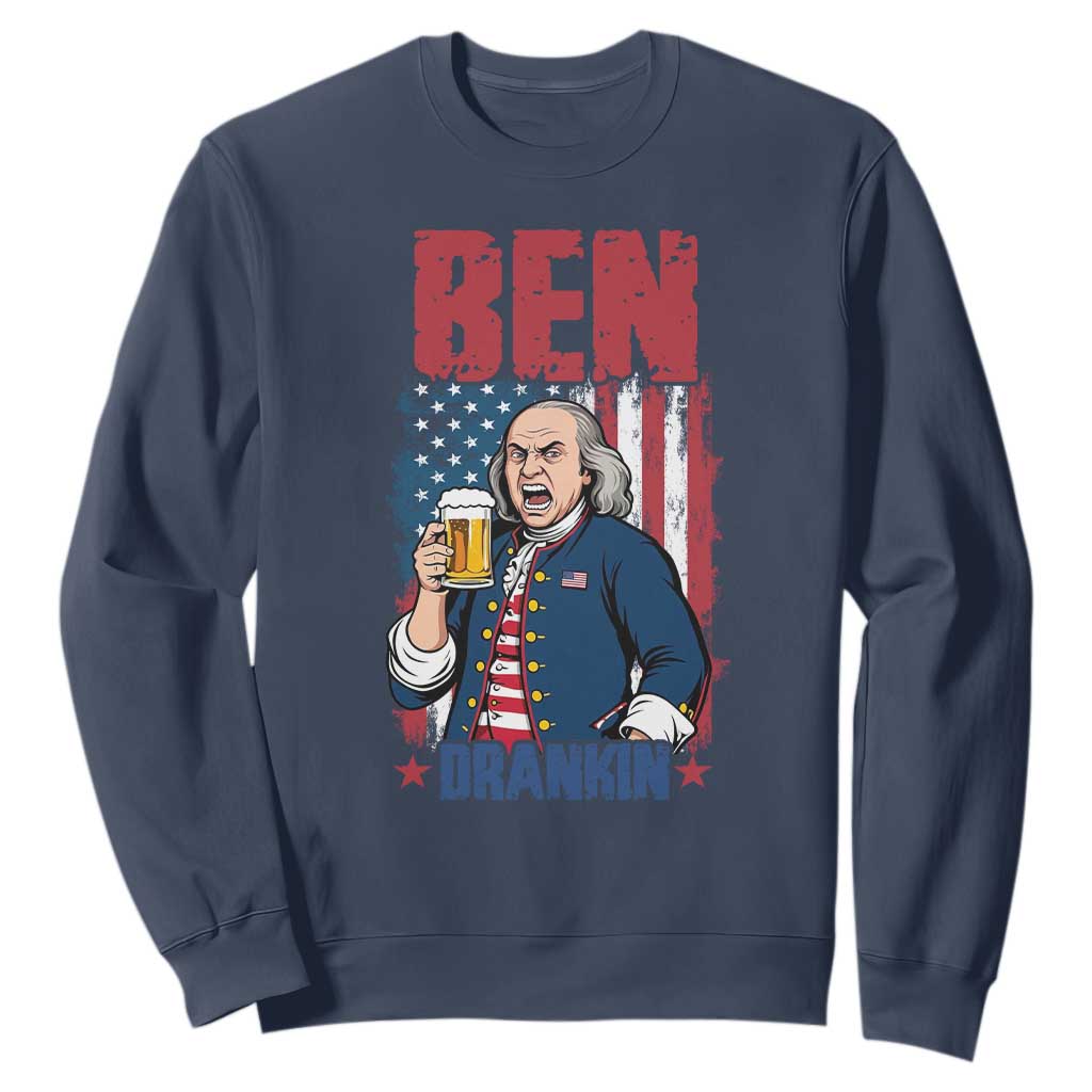 Benjamin Franklin Sweatshirt Funny Patriotic Founding Father TS12 Navy Print Your Wear