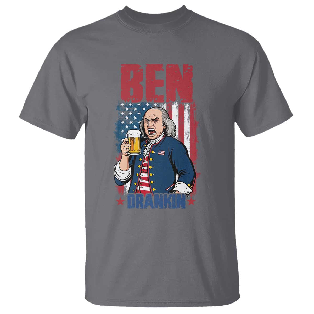 Benjamin Franklin T Shirt Funny Patriotic Founding Father TS12 Charcoal Print Your Wear