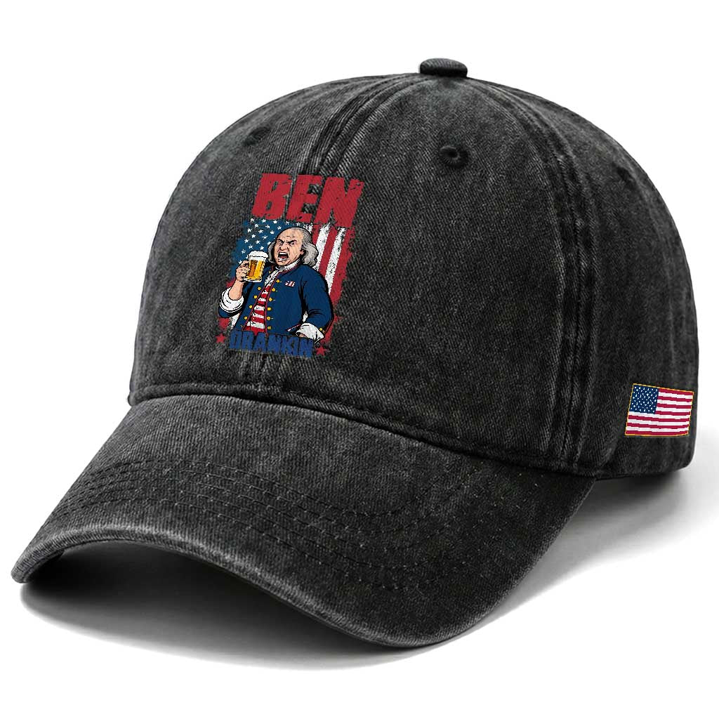 Benjamin Franklin Washed Cotton Baseball Cap Funny Patriotic Founding Father TS12 Print Your Wear