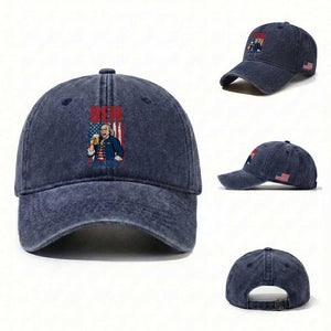 Benjamin Franklin Washed Cotton Baseball Cap Funny Patriotic Founding Father TS12 Washed Cap Universal Fit Navy Print Your Wear