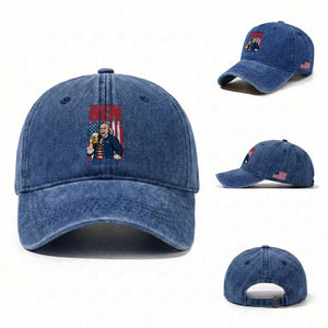 Benjamin Franklin Washed Cotton Baseball Cap Funny Patriotic Founding Father TS12 Washed Cap Universal Fit Royal Blue Print Your Wear