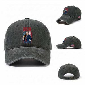 Benjamin Franklin Washed Cotton Baseball Cap Funny Patriotic Founding Father TS12 Washed Cap Universal Fit Dark Green Print Your Wear