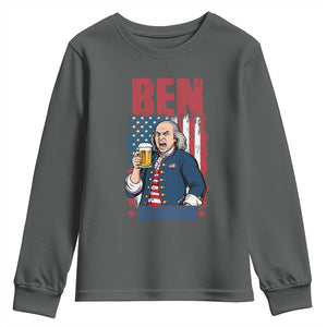 Benjamin Franklin Youth Sweatshirt Funny Patriotic Founding Father TS12 Dark Heather Print Your Wear