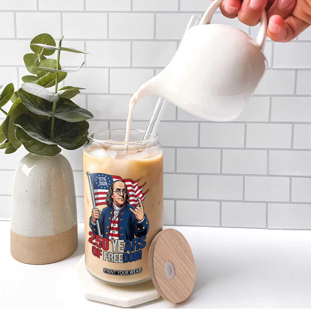 Patriotic Benjamin Franklin Glass Can 250 Years Of Freedom TS12 Print Your Wear