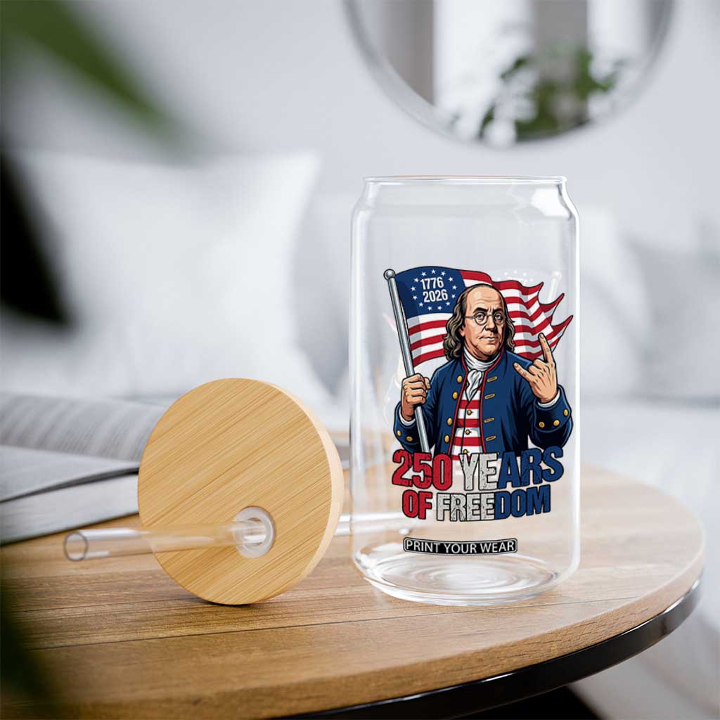 Patriotic Benjamin Franklin Glass Can 250 Years Of Freedom TS12 Print Your Wear