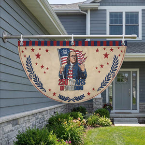 Benjamin Franklin Patriotic Fan Flag 250 Years Of Freedom TS12 2pcs pack Laurel Tan Print Your Wear