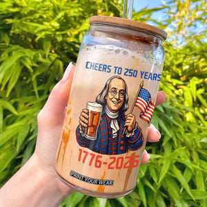 Funny Benjamin Franklin Glass Can Cheers To 250 Years TS12 Black Print Your Wear