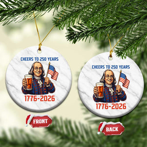 Funny Benjamin Franklin Ceramic Ornament Cheers To 250 Years TS12 1pc White Marble Print Your Wear