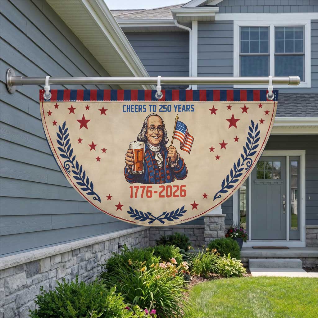 Funny Benjamin Franklin Patriotic Fan Flag Cheers To 250 Years TS12 2pcs pack Laurel Tan Print Your Wear