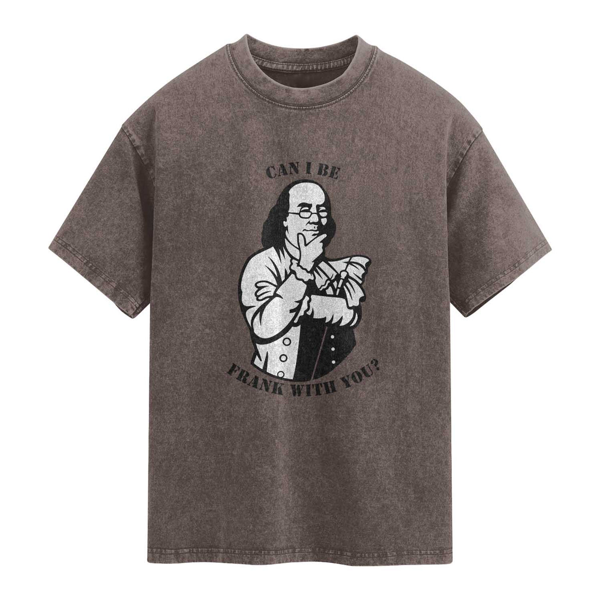 Funny Benjamin Franklin Washed Cotton T-Shirt Can I Be Frank With You