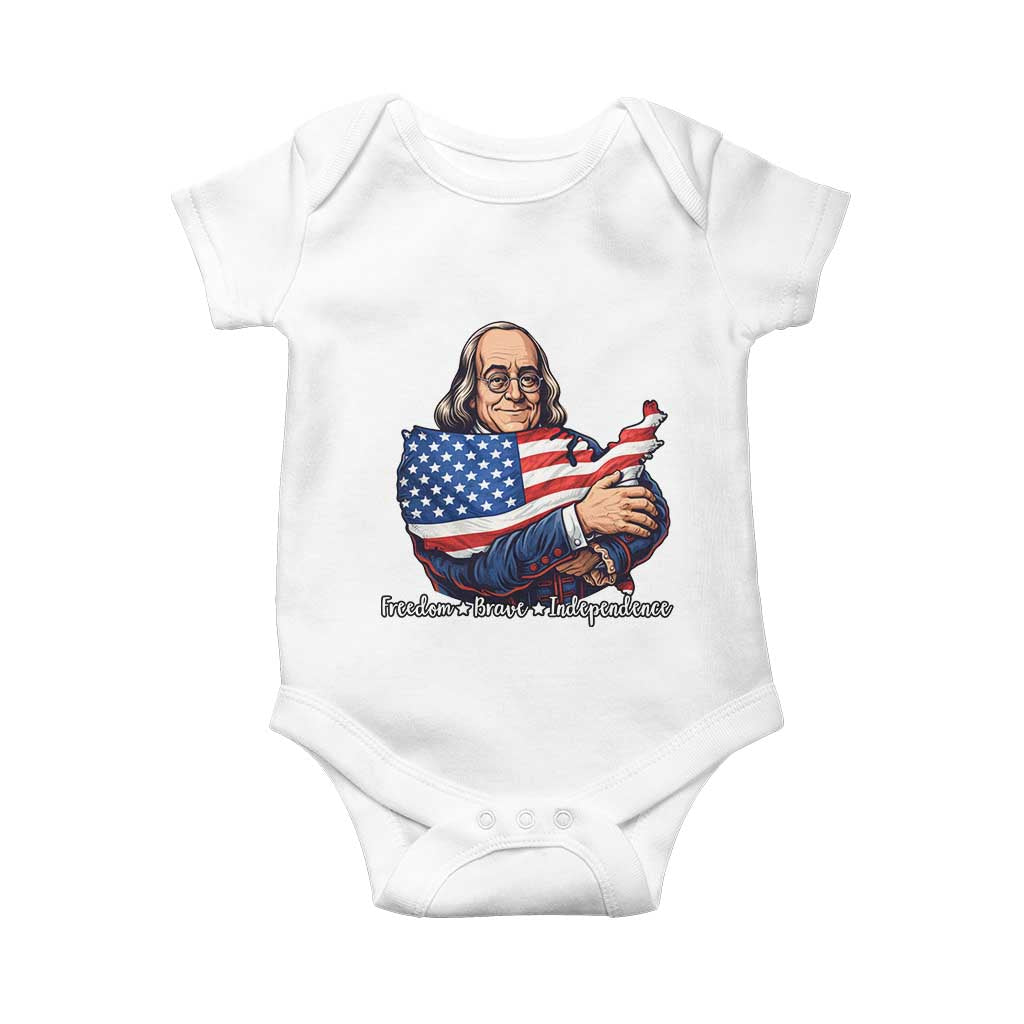 Benjamin Franklin Baby Onesie Freedom Liberty Independence American History TS12 White Print Your Wear