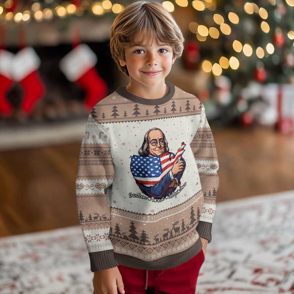 Benjamin Franklin Ugly Christmas Sweater Freedom Liberty Independence American History TS12 Mocha Mousse Print Your Wear