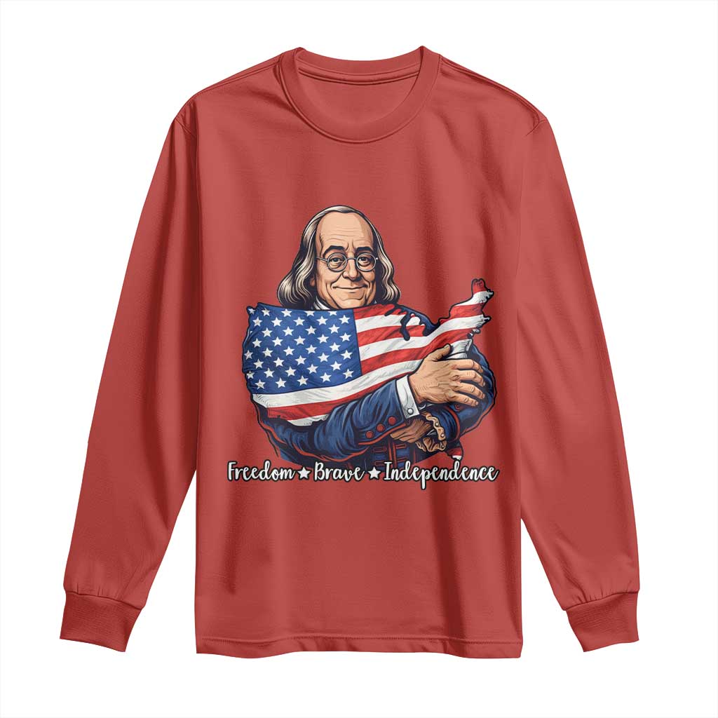 Benjamin Franklin Long Sleeve Shirt Freedom Liberty Independence American History TS12 Red Print Your Wear
