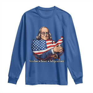 Benjamin Franklin Long Sleeve Shirt Freedom Liberty Independence American History TS12 Royal Blue Print Your Wear